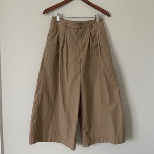 Uniqlo high waist tan culotte pants